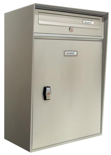 ALUBOX Modular LP Buzón con Compartimento Porta Paquetes Integrado Buzón Individual Formato Revista A4 Buzón Exterior Puerta de Aluminio Sistema Anti-Sustracción (Plata)