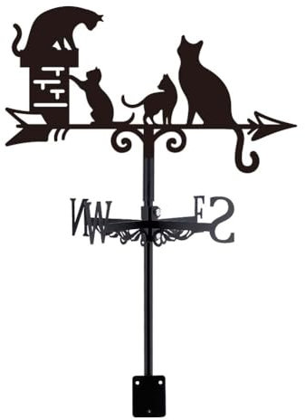 SUPERDANT Banderuola In Metallo A Forma di Gatto per Tetto Palo Da Giardino Segnavento da Metallo Vintage A Forma di Animale Weather Vane Decorativa con Direzione Del Vento per Capannoni Da Cortile