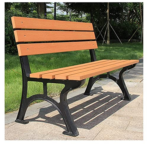 CCKUHN Gartenbank für draußen, Gartenbank, Terrassenbank, Möbel für die Veranda, Parkstuhl aus Kunststoff und Holz für draußen, Sitzbank im Innenhof mit Rückenlehne, dekorativer Sitz für