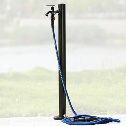 XDLYWUZIQ Außenbrunnenpfosten, Autowaschstation, Stehender Springbrunnenhahn Für Winterbewässerung/Zierpflanzen, Wasserhahnbewässerung Mit Sprühpistole Und Spülabdeckung, Bodenmontage,Tall95cm/37.4in