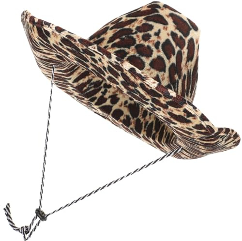 WRITWAA Leopardenmuster Cowboyhut PartyhüTe FüR Damen Und Herren Bequemer BüHnenhut Mit Tierdruck FüR Karneval Maskerade Festival Und KostüMzubehöR