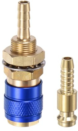 QUARKZMAN 2Pz Connettore Rapido Gas & Acqua per Tubo con ID 6mm Blu | con Tubo per Tig 12 18 20 27 Raccordi Rapidi, per Saldatura a Torcia Rilascio Gas