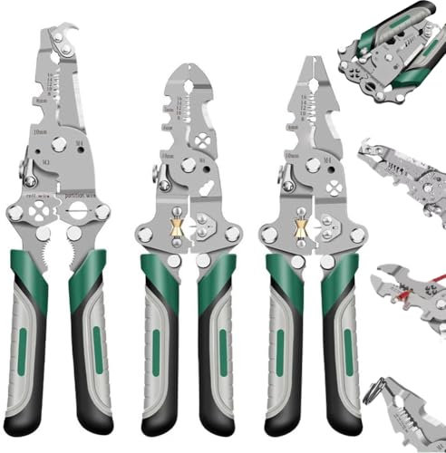 3pcs 18 in 1 Foldable Wire Stripper,Multifunctional Wire Stripper Crimper Cable Cutter Pliers for Cutting and Pulling Wires Cable Scissors,Wire Stripper Tool,Foldable Wire Crimper Electrical Pliers