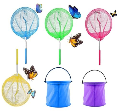 Changyeah 6 Pezzi Retino da Pesca per Bambini, Telescopico Rete da Pesca, Rete per Farfalle, per Bambini e Adulti Pesca Piscina Spiaggia Giochi All'aperto