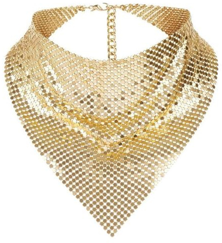 Pjeghbvop Pañuelos Brillantes Para Fiesta Bufanda Metálica Punk Cuello Mujer Corbata De Cuello A Traje De Fiesta Discoteca Pañuelo Unisex Punk