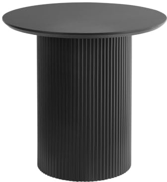 Beliani Mesa Auxiliar Tablero de MDF Base de Metal diseño Moderno Negro ø 50 cm Leona