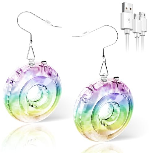 LED Disco Hoop Ohrringe - Blinkende Creolen mit 16 Modus & 7 Farben - USB Aufladbar Leuchtend Ohrschmuck für Damen Party Festival Karneval Geschenkbox