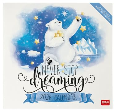 Legami Väggkalender 2026, Aphorisms, 12 månaders kalender och årsplanerare på 6 språk, utrymme för anteckningar, stjärntecken, internationella helgdagar, 30 x 29 cm