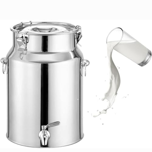 Bidon INOX pour Huile d Olive 5l/10lavec Robinet,Pot À Lait INOX avec Couvercle Réservoir Scellé en Acier Inoxydable Pots À Lait,Capacity-18L