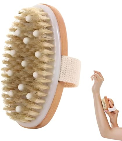 Brosse A Sec Brossage A Sec Drainage Lymphatique Brosse Corps A SecBrosse De Bain Poils De Sanglier Naturels Pour Massage Anti-Cellulite