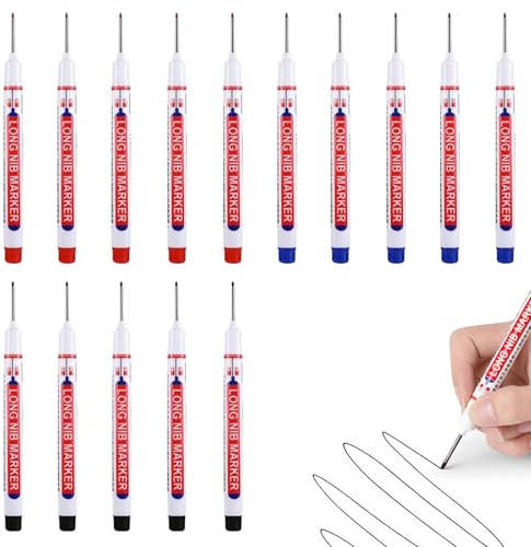 GVSS 15 Pièces Marqueur Pointe Fine Extra-Longue 20mm pour Bois Métal | Noir,Rouge,Bleu,Stylo à encre,Étanche à séchage rapide,Multicolore,Pointe de stylo longue de 20mm