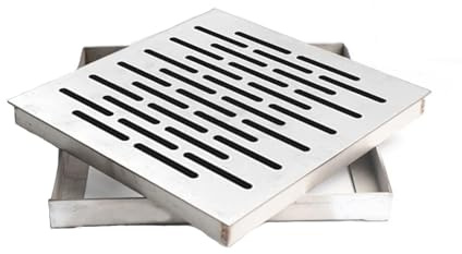 Square Sewer Grates Grid,Outdoor Drain Covers,Floor Drain Grate with Frame,304 Stainless Steel,Thickness 2mm (250x250x20mm)