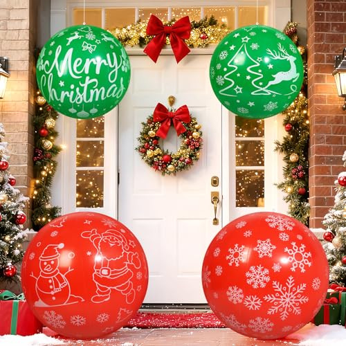 TaoQ C 4 pieza 81 cm, 60 cm Bolas inflables de Navidad bolas inflables al aire libre de Navidad para la decoración de la puerta delantera de las vacaciones del jardín del césped del jardín
