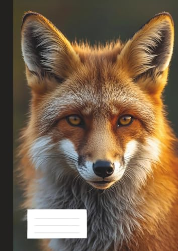 DIN A4 Notizbuch, 120 Seiten, Lineatur 27 (Liniert mit Innen- und Außenrand), 21x29,7cm, Fuchs Wildleben Fotografie: Notizheft mit Rand. Schreibheft für Schule, Studium, Beruf & Privat