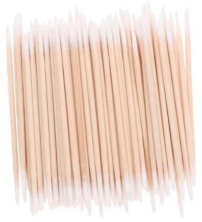 Gogogmee Doppelseitige Präzisions Wattestäbchen mit feiner Baumwollspitze 2 Stück Holzstiel Fusselfreie Reinigung für Make Up Microblading und Elektronikpflege