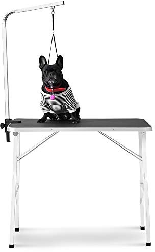 Faltbarer Haustierpflegetisch Höhenverstellbar mit Arm & Leine – Professioneller Trimmtisch für Kleine bis Mittelgroße Hunde, Klappbarer Grooming Tisch 90x60x76cm
