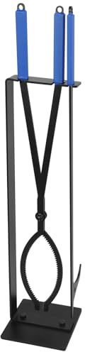 Uten Ensemble de tisonniers, avec 27.17/69cm tisonnier et pinces à feu, support métallique, accessoires de cheminée robustes, kit d'outils pour cheminée, pour cheminée d'intérieur et feux de camp