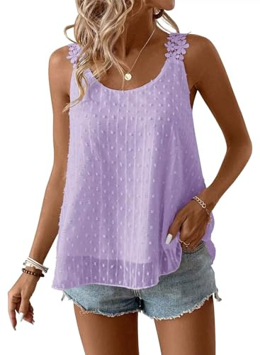 TUUHAW Canotta Donna Estiva Elegante Senza Maniche Girocollo Boho Camicia | Casual Abbigliamento Pizzo Floreale Canotte Tank Top, Allentate Maglietta, Floreale Pizzo Camicetta, Vintage Classico Canotta