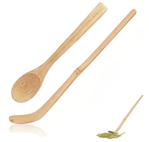 BIVYAX Juego de té Matcha Japonés de Dos Piezas: Cucharita y Medidor de Té de Bambú; Ideal para Preparar Matcha y para la Ceremonia Del Té.