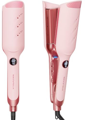 Wavytalk Power Wave Piastra Capelli, Piastra Onde per Capelli, Con Protezione Ionica & Ventilazione per Meno Danni da Calore, Arricciacapelli Automatico Facile da Usare, Doppia Tensione, Rosa