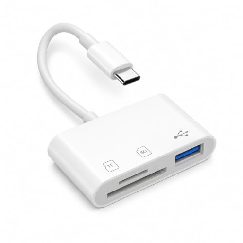 SD-kortläsare USB C, USB C-kortläsare dubbel plats SD/TF-kortadapter 3-i-1 USB-A-port, Plug & Play, drivrutinsfri, kompatibel SDXC, SDHC, SD, Micro SDXC, Micro SDHC, bärbar dator, surfplatta
