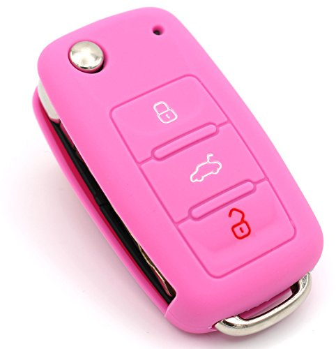 Schlüssel Hülle VA für 3 Tasten Auto Schlüssel Silikon Cover von Finest-Folia (Rosa)