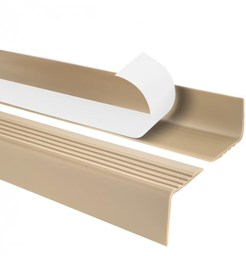 Quest Stair Nosing PVC 50 x 42 mm Anti-Slip - Beige, 90 cm | Step edge protector, 50 x 42 mm, durable abrasion-resistant PVC, high-traffic areas, hallways & stairs