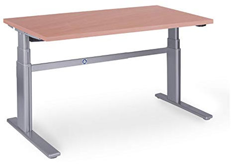 Dila GmbH Ergonomischer Schreibtisch 200 x 80 cm Buche, elektrisch höhenverstellbar von 63-128 cm, Bürotisch Workstation Arbeitstisch Bürotisch Büromöbel Home-Office