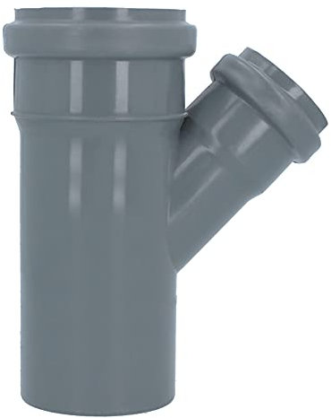 HT Rohr Abzweig Ø DN 75 x 50 mm Grau T-Stück 45° Grad Mit Gummidichtringen | Einfach-Abzweig Doppelverbindung Winkel Kunststoff Abwasser Abflussrohr Kunststoffabzweig PVC PP Verbindung Anschlussstück