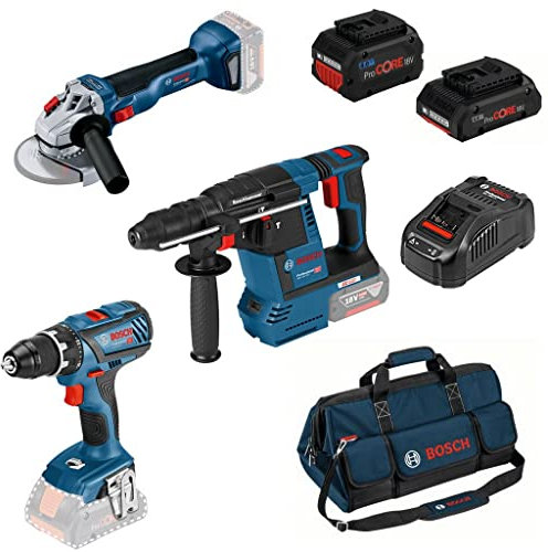 Bosch 18 Volt Akku-Profi-Set GSR 18 V-28, GWS 18 V-10, GBH 18 V-26, 2 Akkus