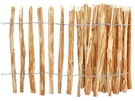 HELO Staketenzaun Gartenzaun Zaunlatte Holzzaun Haselnussholz Bauernzaun Zaun 5m (Höhe: ca. 60 cm, Länge: ca. 5 m, Lattenabstand: ca. 7-8 cm)