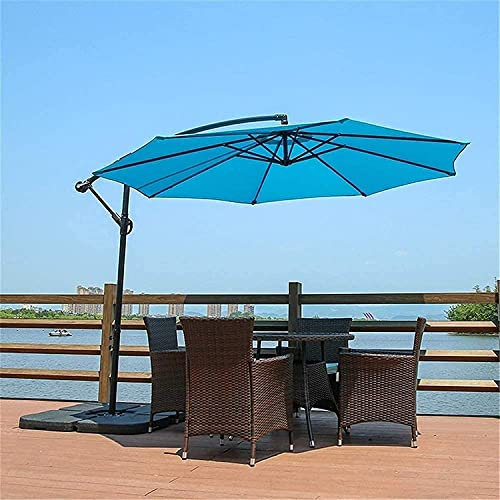 Sombrilla de jardín Sombrillas Paraguas de patio Paraguas voladizo de 10 pies Paraguas colgantes para mercado al aire libre Paraguas de jardín Manivela con base cruzada Parasol GCSQF210604(Color:D)