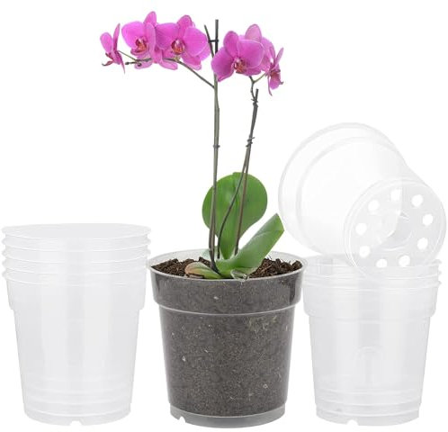 TSKDKIT 10 Stück Orchidee Pflanztöpfe 11.5cm Transparent Blumentopf Orchidee Anzuchttöpfe Verdicken töpfe Einpflanzen für Sämlinge Miniaturpflanzen Drinnen und Draußen