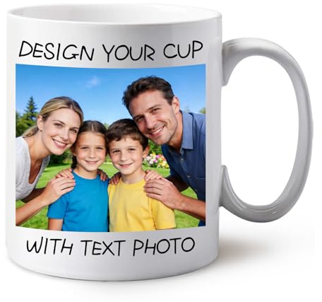 Petalsun Custom Mug with Picture Logo Text, Mothers Day Gifts Personalised Coffee Mug 11 oz, Personalised Gifts for Women, Men,Valentine's Day, Anniversary, Birthday