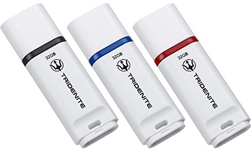 TRIDENITE USB Drive 3-Pack 32GB USB 2.0 3X Standard White Flash Drives