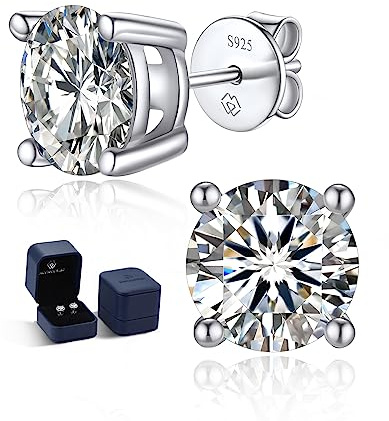 MomentWish Ohrringe Silber 925, 1 Karat/5 mm Moissanite Diamant Ohrringe Damen Echt Hypoallergene Stecker Schmuck Geschenk für Damen-4 Prong