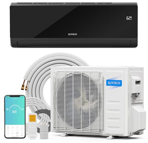 ROVSUN 12,000 BTU Mini Split Air Conditioner & Heater with Smart APP Control, 21 SEER2 115V Energy Saving Inverter Ductless Wall AC Unit with Pre-Charged Condenser, Heat Pump & Installation Kit, Black