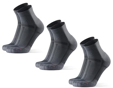 DANISH ENDURANCE 3 Pack Running Socks for Long Distances, Quarter, Men & Women, Grey/Black, Medium