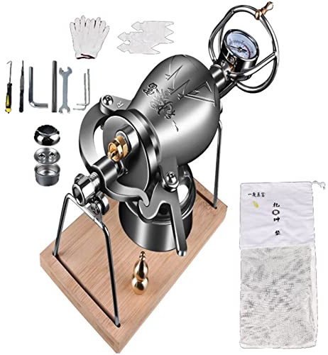 ZT6F 304 Stainless Steel Chinese Traditional Popcorn Maker Mini Popcorn Pot Hand Popcorn Machine Small Popcorn Cannon for Family Gathering Party Fun