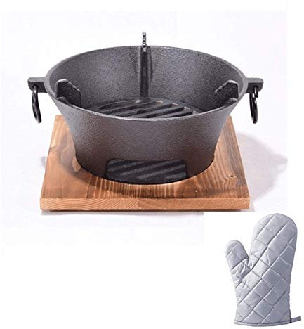 OQHAIR Griglia per Barbecue Portatile a Carbone in ghisa, Griglie per Barbecue, da Tavolo, Barbecue, pentola Calda, Stile retrò Cinese