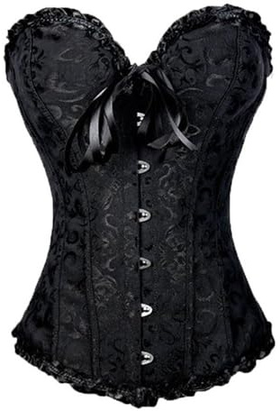 Miolasay Women Waist Plus Size Corset Bustier Corset Lace up Body Shaping Retro Bustier Overbust Top Satin Waist Cincher (B-Black, M)