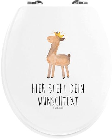 Mr. & Mrs. Panda Personalisierter WC Sitz Motiv Lama König - Personalisierte Geschenke, Chef, Papa, Freundin, Mama, Toilettendeckel, Klodeckel, Toilettensitz, Klobrille, WC-Sitz, Lamas, mit Namen