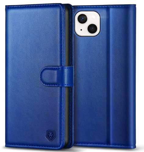 Kuafcase Compatible for iPhone 13 Case with 4 Card Slots Magnetic Closure Kickstand Shockproof Protective Phone Case Compatible for iPhone 13 - Royal Blue