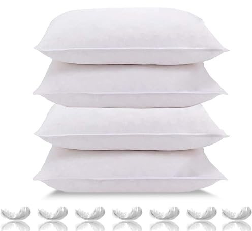Linens World Luxury White Duck Feather & Down Pillows (4 Pack) – Hotel Quality Bed Pillows for Sleeping, Side & Back Sleepers, 1200 GSM Soft Support, Down-Proof Breathable Microfibre Cover