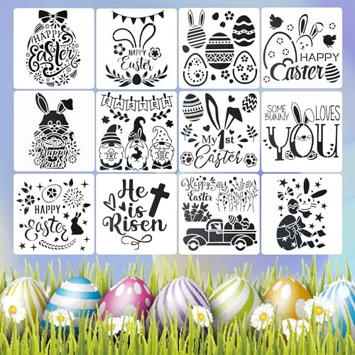 Festival-Schablonen, Kunststoff, Zeichnen, Malen, Schablonen, wiederverwendbar, Urlaubsschablone zum Malen, Wand-Scrapbook, Stoff, Party-Dekoration, Kunst, Papier, Stoffflagge (Osterhase)