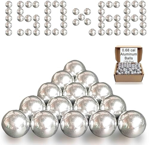 CCFREELIFE Sfere in alluminio autodifesa calibro .68 da 150 ct, adatte per Byrna SD/LE