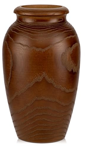 23CM Große Dekovase Holzvase, Dekorative Vasen für Kunstblumen Blumengesteck, Blumenvase aus Holz mit Plastikeinsatz, Öffnung - Ø 7.2 cm