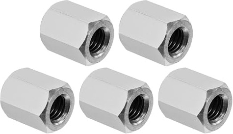 PATIKIL 3/8-16 UNC 304 Edelstahl Sechskant Kupplungsmuttern, 5 Stück 1/25mm Langmutter Gewindehülse Sechskantmutter Edelstahl Kupplungsmutter Gewindemuffe Gewindeeinsatz, Silberton