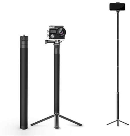 Perche à Selfie, Perche d'extension de 100 cm avec Filetage Femelle 1/4« -20 et Filetage mâle 1/4 »-20, Perche d'extension légère pour caméra Universelle, trépied Non Compris