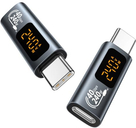 240W USB C Adapter [2Stück] 40Gbps Mit LED Display, Typ C Output Power MAX 48V/5A für iPhone15/15 Pro/15 Pro MAX, Samsung Galaxy S23/S22 und Mehr USB-C Geräte